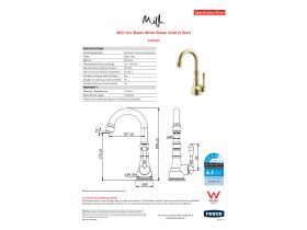 Specification Sheet - Milli Voir Basin Mixer Lever Handle Brass Gold (5 Star)
