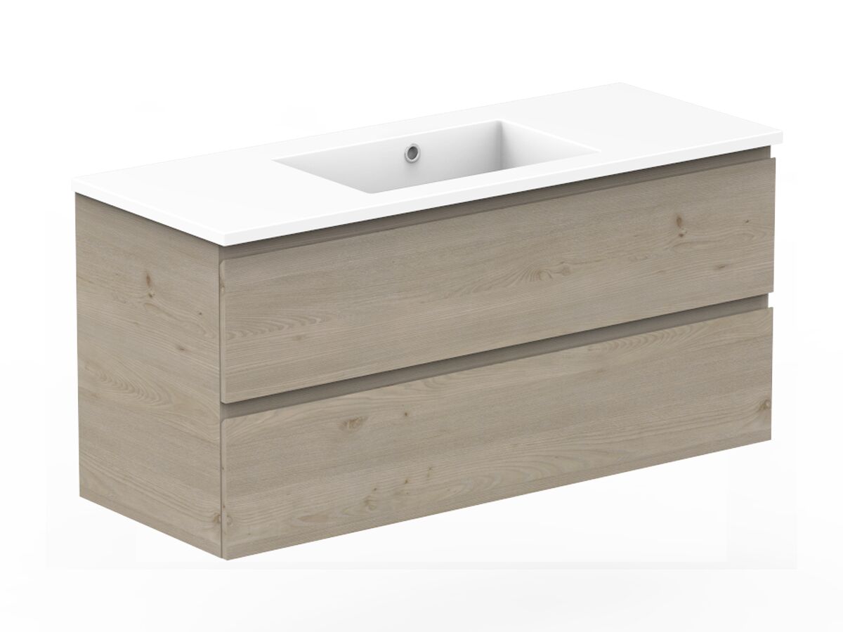 Posh Domaine AllDrawer Twin 1200mm Single Bowl Basin Wall Hung Vanity