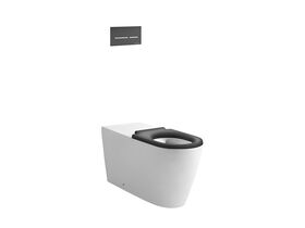 Wolfen 800 Back to Wall Inwall Toilet Suite with Single Flap Seat Grey, Raised Height Button & Plate Grey, Hideaway+ Inwall Cistern (4 Star)