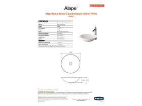 Specification Sheet - Alape Circa Above Counter Basin 450mm White