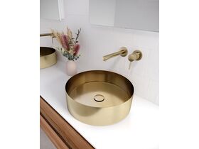 Kado Aspect Stainless Steel Basin Round 400mm with Plug & Waste Brushed Gold