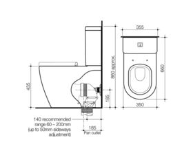 Urbane Wall Faced Close Coupled Back Entry Universal Trap Toilet Suite with Arc Standard Seat White (4 Star)