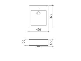 Caroma Liano Semi Recessed Basin 420mm No Taphole White