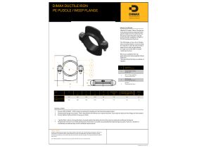 Specification Sheet - Dimax Bolt On PE Puddle / Weep Flange suit 125mm & 180mm HDPE Pipes