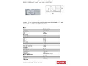Specification Sheet - Genesisi GSX621 Double Bowl Sink Right Hand Drainer Stainless Steel