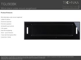 Specification Sheet - Technika Undermount Rangehood 90cm Black