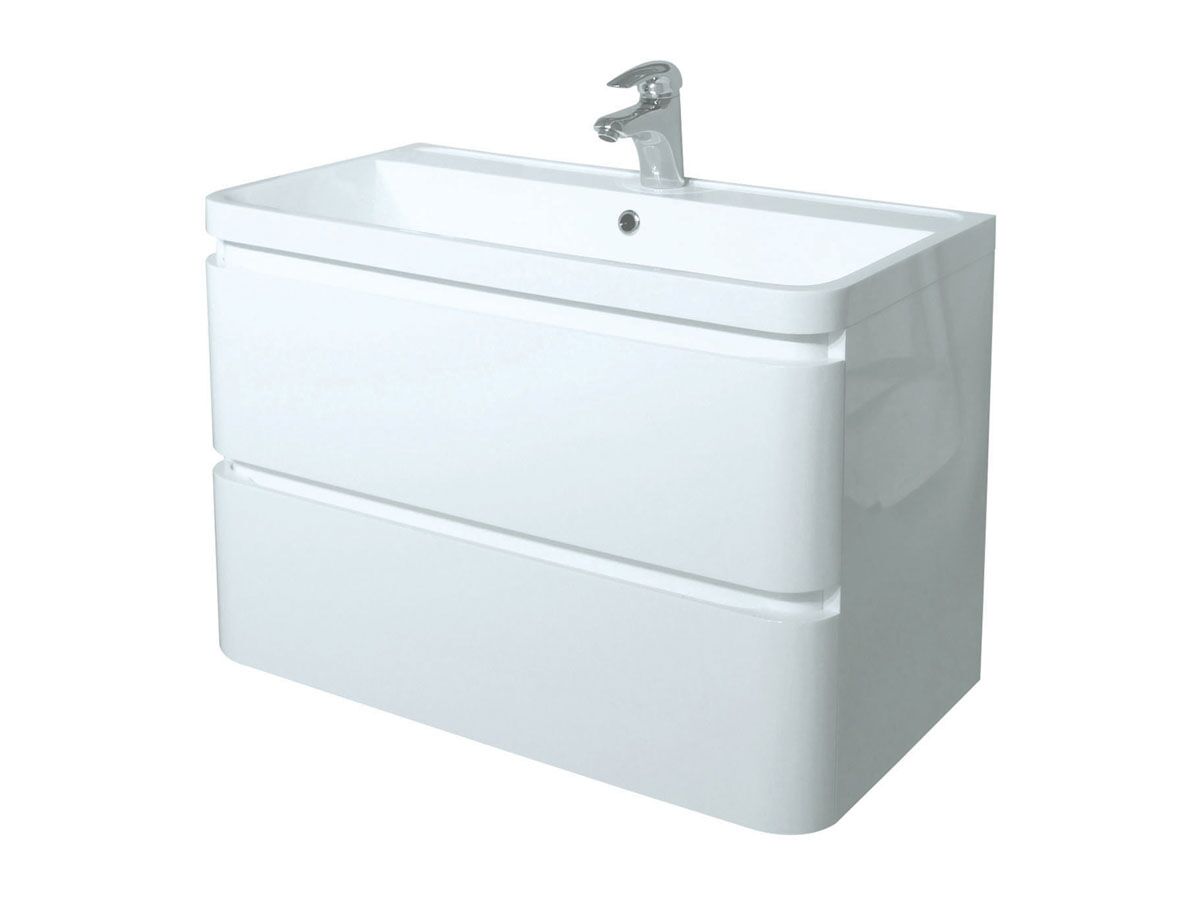 Mizu Soothe Wall Hung Vanity Unit 2 Drawer 1 Taphole 800mm White