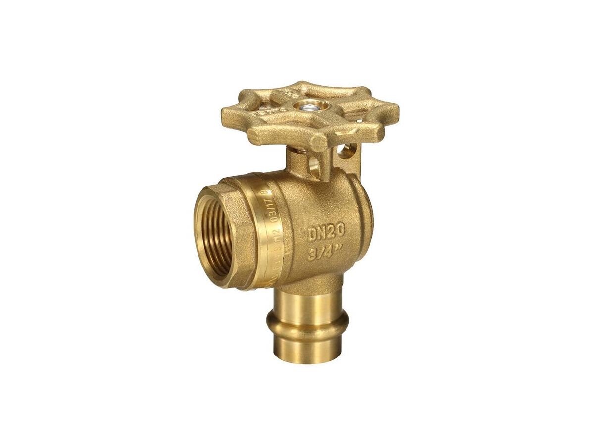 Meter Stop Right Angle Ball Valve Lockable Female x Copper Press Fit 20mm Water Marked