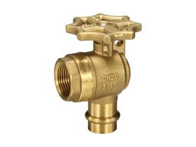 Meter Stop Right Angle Ball Valve Lockable Female x Copper Press Fit 20mm Water Marked