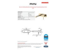 Specification Sheet - Mizu Drift Wall Basin/Bath Mixer Set Straight Spout Trimset Brushed Brass (6 Star)