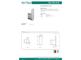 Specification Sheet - Oken Robe Hook 22 x 72 x 30mm Chrome