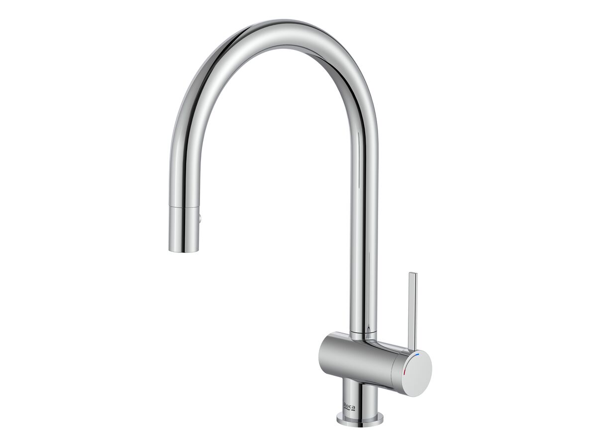 Roca Ona Gooseneck Pull Out Sink Mixer Tap 2 Function Chrome (5 Star)