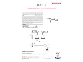Specification Sheet - Kado Era Wall Bath Set 200mm Lever Porcelain Handle Brushed Nickel