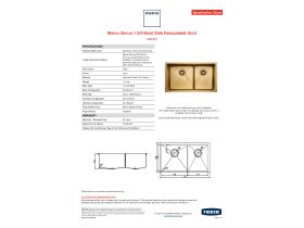 Specification Sheet - Memo Zenna 1 3/4 Bowl Sink Gold