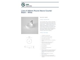 Specification Sheet - Liano II 400mm Round Above Counter Basin White