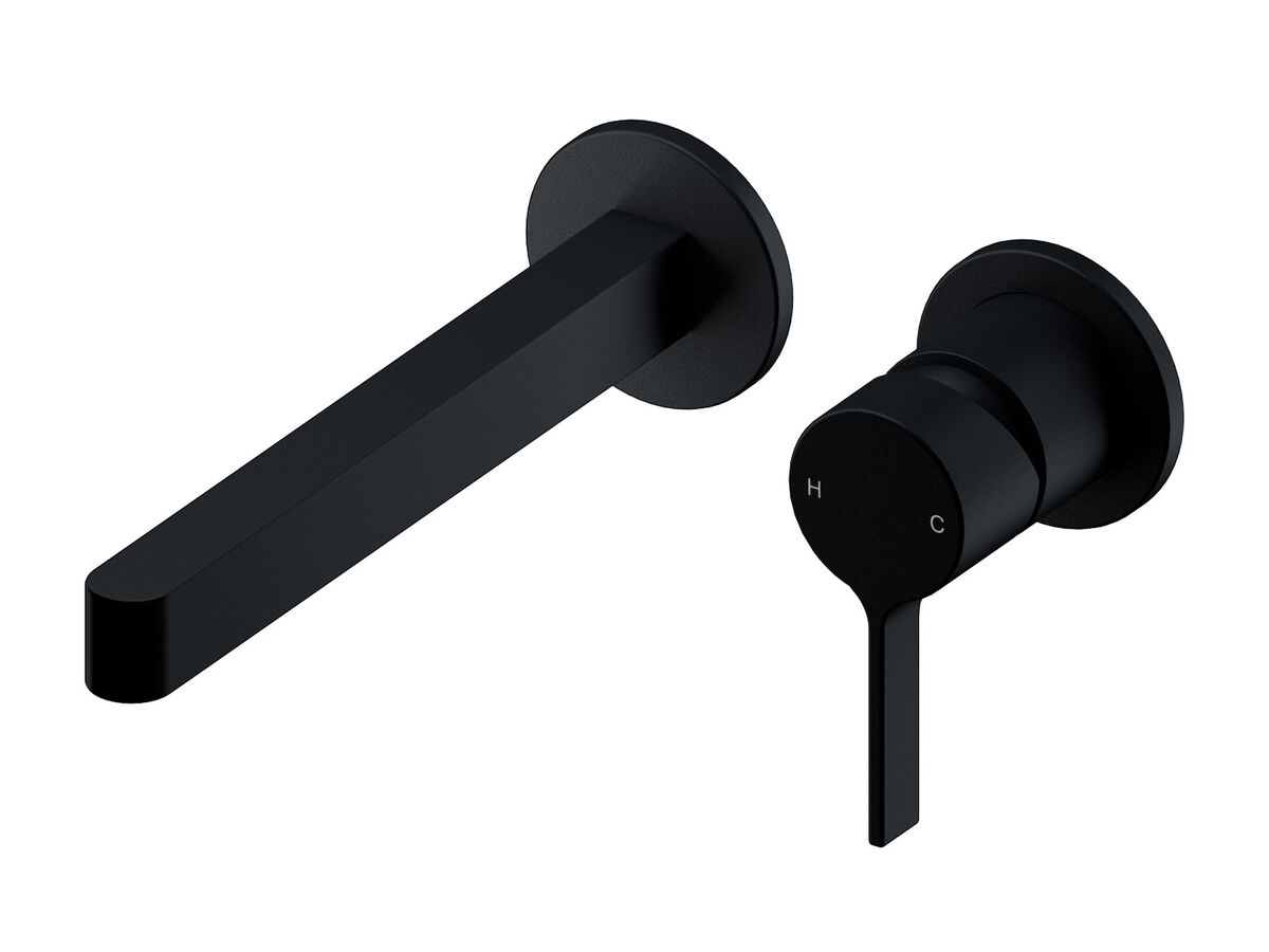 Mizu Stream Wall Basin Mixer Set with 2 Cover Plate Design Matte Black (4 Star) from Reece