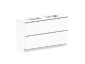 Posh Domaine All-Drawer Twin 1500mm Floor Mounted Vanity Unit Double Bowl Ceramic Top
