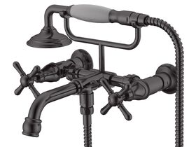 Milli Voir Wall Mounted Telephone Bath Set Cross Handles Brushed Gunmetal (3 Star)