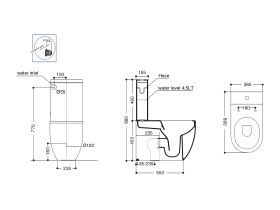 AXA Uno Close Coupled Back To Wall Rimless Toilet Suite Soft Close Quick Release Seat (4 Star)