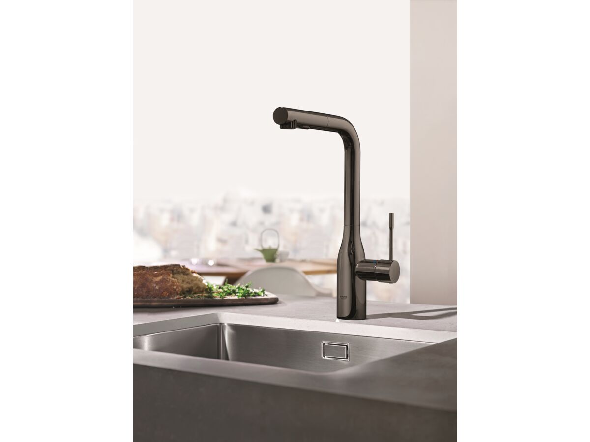 GROHE Essence New Pull Out Sink Mixer Tap with Dual Spray Hard Graphite