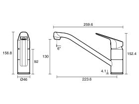Technical Drawing - Posh Solus Standard Sink Mixer Tap (4 Star)