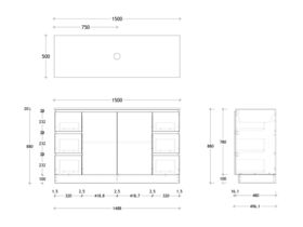 Posh Domaine Plus Conventional 1500 Single Bowl Floor Mount Vanity Unit Caesarstone Top