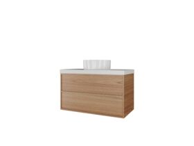 Kado Aspect Wall Hung Vanity Unit 900mm 2 Drawer Corian 50mm Top