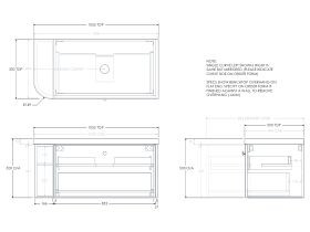 Kado Era 50mm Durasein Statement Top Single Curve All Drawer 1050mm Wall Hung Vanity with Center Basin