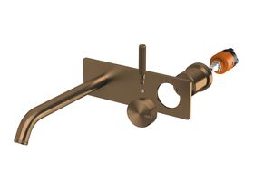 Hero - Milli Etch Wall Basin/Bath Mixer Tap Trimset Square Backplate Brushed Bronze (6 Star)