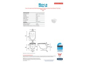 Specification Sheet - Roca The Gap Round Wall Hung Rimless Pan with Soft Close Quick Release Thick Seat White (4 Star)