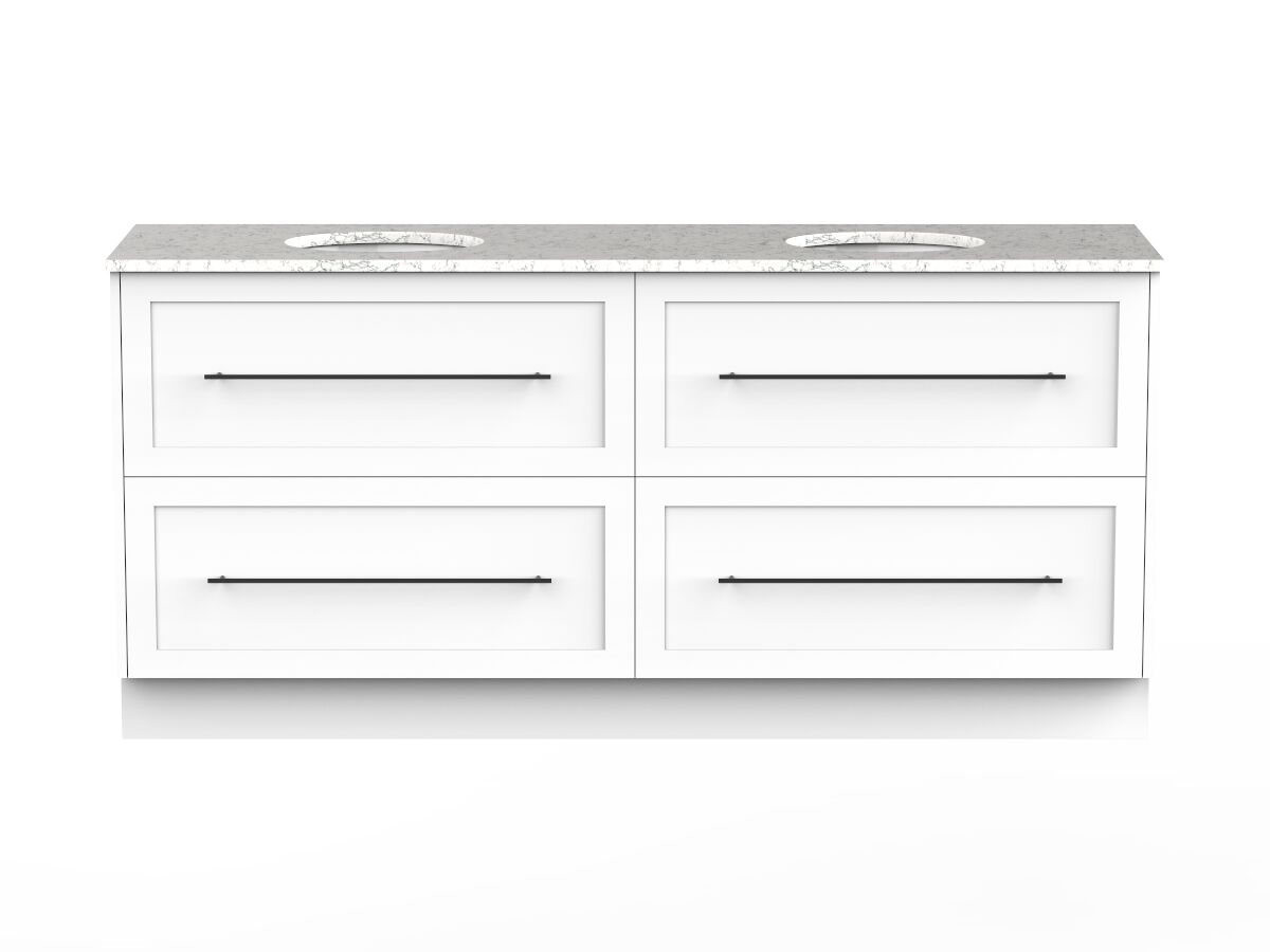 Kado Lux 1800mm Vanity Unit with Kick Caesarstone Double Bowl 4 Drawers (No Basin)