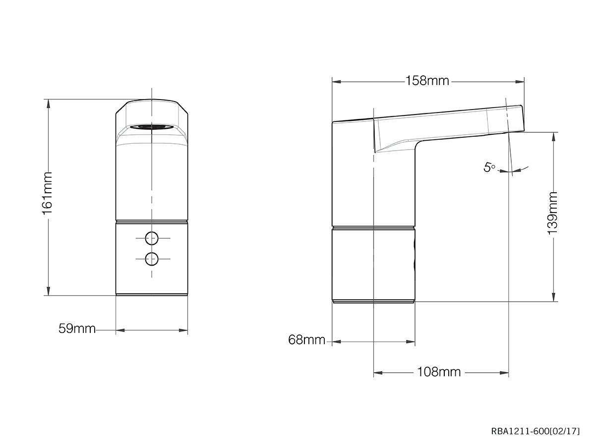 RBA Formatta Sensor Tap Heavy Duty Brass with Polished Chrome (6 Star)