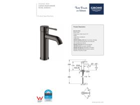 Technical Guide - GROHE Essence New Gooseneck Basin Mixer Hard Graphite (6 Star)