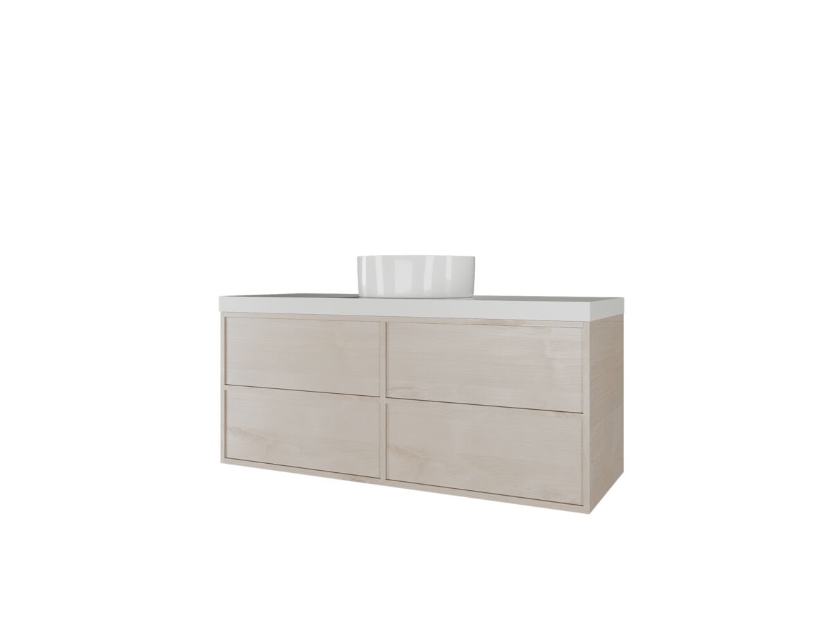 Kado Aspect Wall Hung Vanity Unit 1200mm 4 Drawer Corian 50mm Top