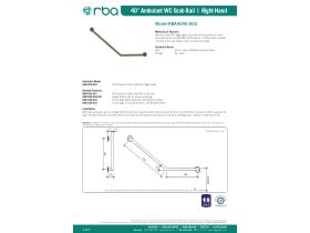 Specification Sheet - Grab Rail 40 Degree Angled 450mm x 700mm Right Hand Stainless Steel