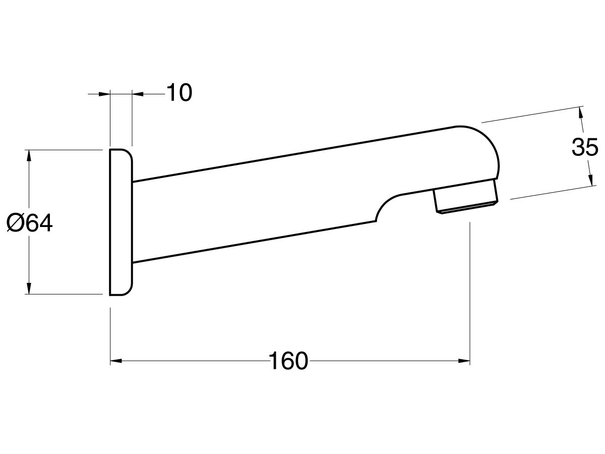 Porcher Orpheo Bath outlet 160mm Chrome