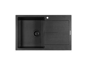 Memo Freya Single Bowl Sink 1 Taphole Left Hand Bowl with Drainer Granite Black