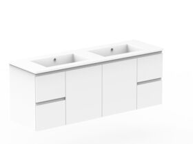 Posh Domaine Conventional 1500mm Double Bowl Wall Hung Vanity Cast Marble Top