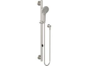 Mizu Drift 900mm Straight Handshower Modular Grab Rail Kit 3 function with Push Pull Brushed Nickel / Brushed Stainless Steel (5 Star)