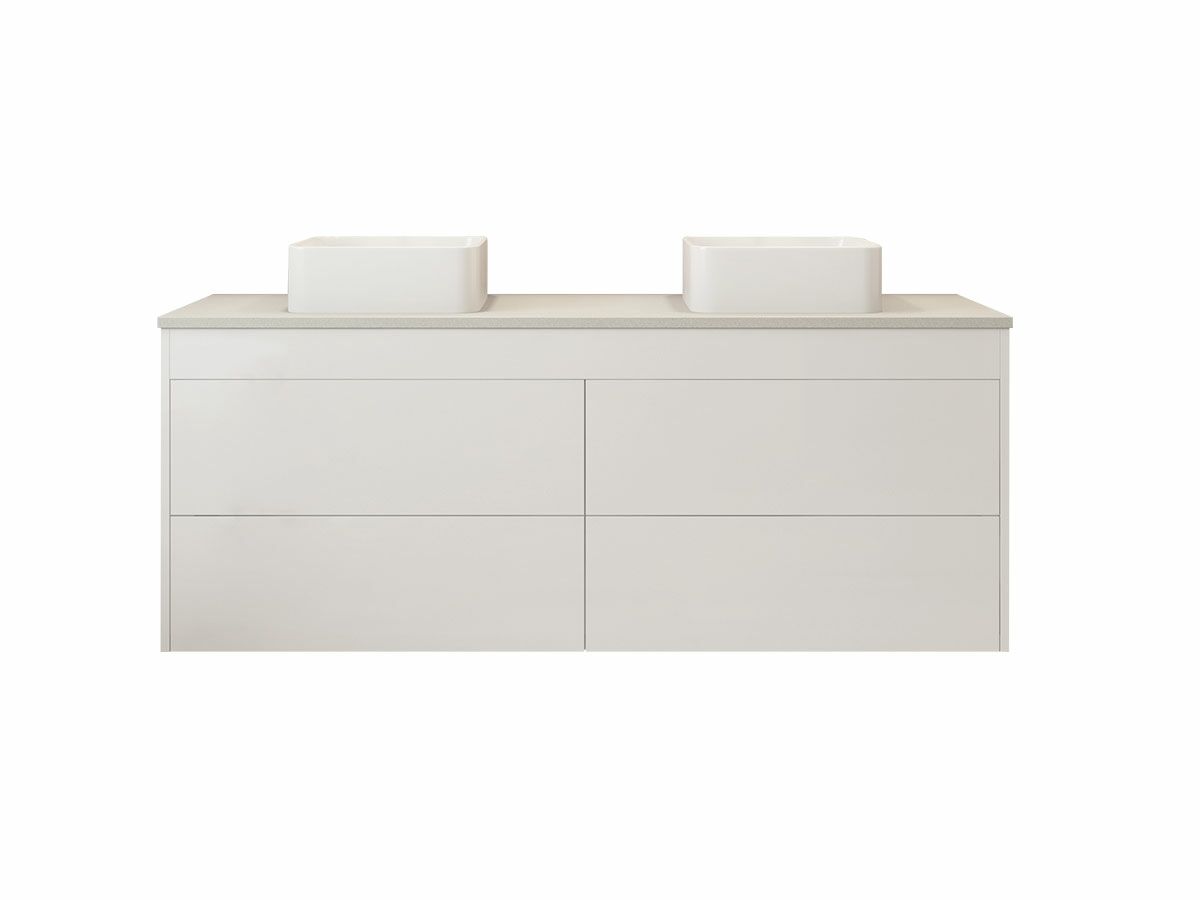 Acqua Wall Hung Double Height Double Bowl Vanity 1500mm Freestyle 30mm Top
