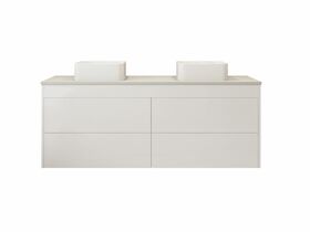 Acqua Wall Hung Double Height Double Bowl Vanity 1500mm Freestyle 30mm Top