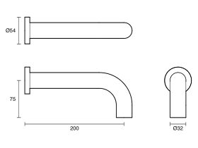 Scala 32mm Curved Wall Bath Outlet 200mm