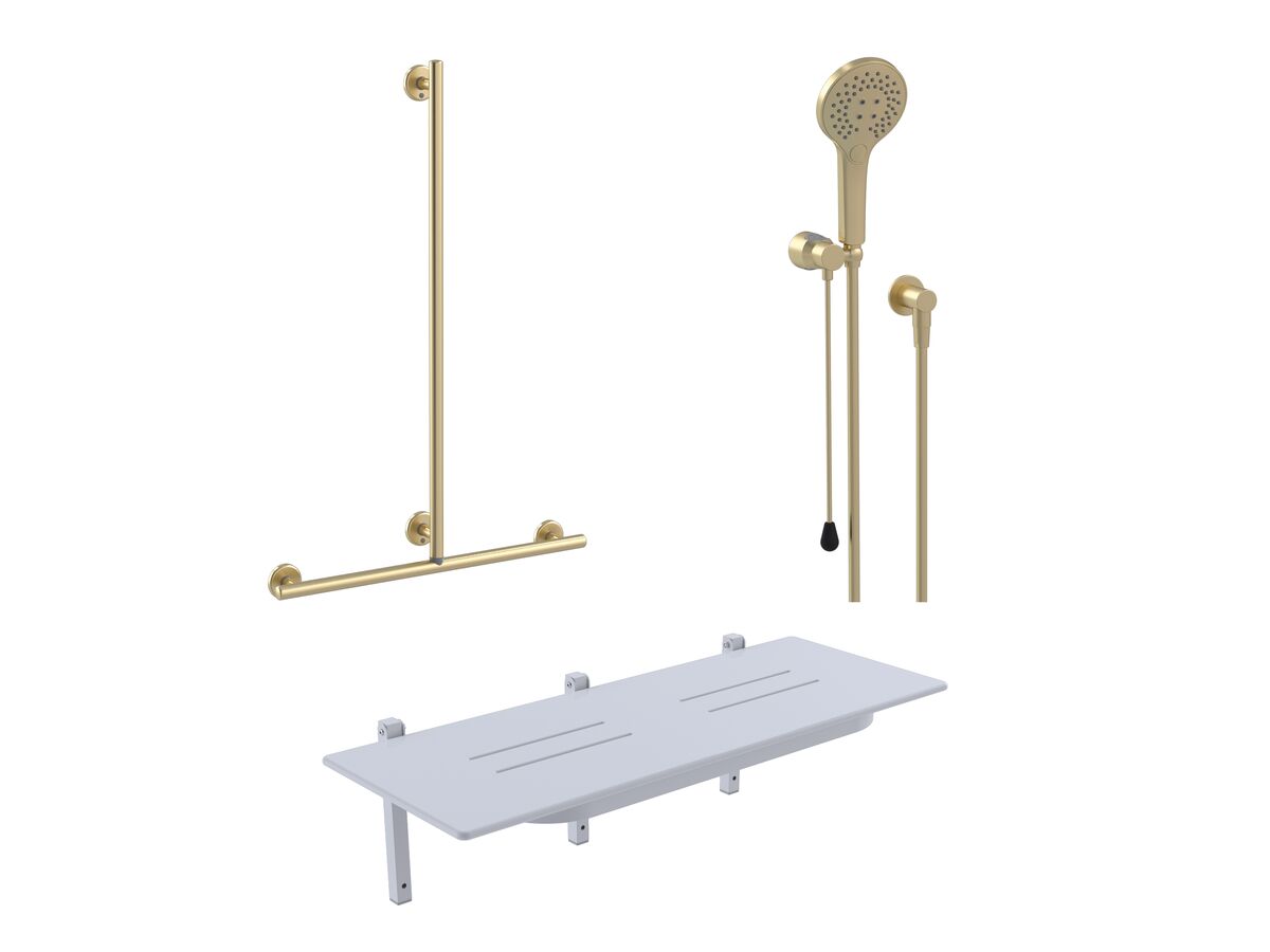 Mizu Drift Accessible Shower Set Brushed Brass (5 Star)