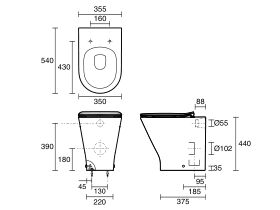 Roca The Gap Round Back to Wall Rimless Overheight Thin Seat (4 Star)