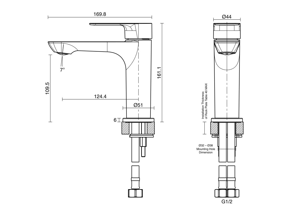 Milli Trace Basin Mixer Brushed Nickel (5 Star) from Reece