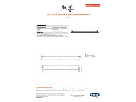 Specification Sheet - Milli Axon MK2 Double Towel Rail 800mm Matte Black