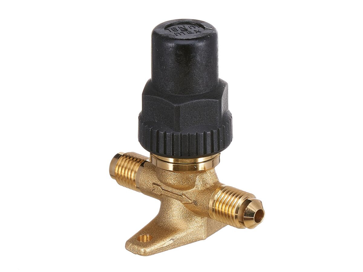 Castel 2 Way Packed Cap Line Valve 1/4" Flare 120 Bar 6010E/2