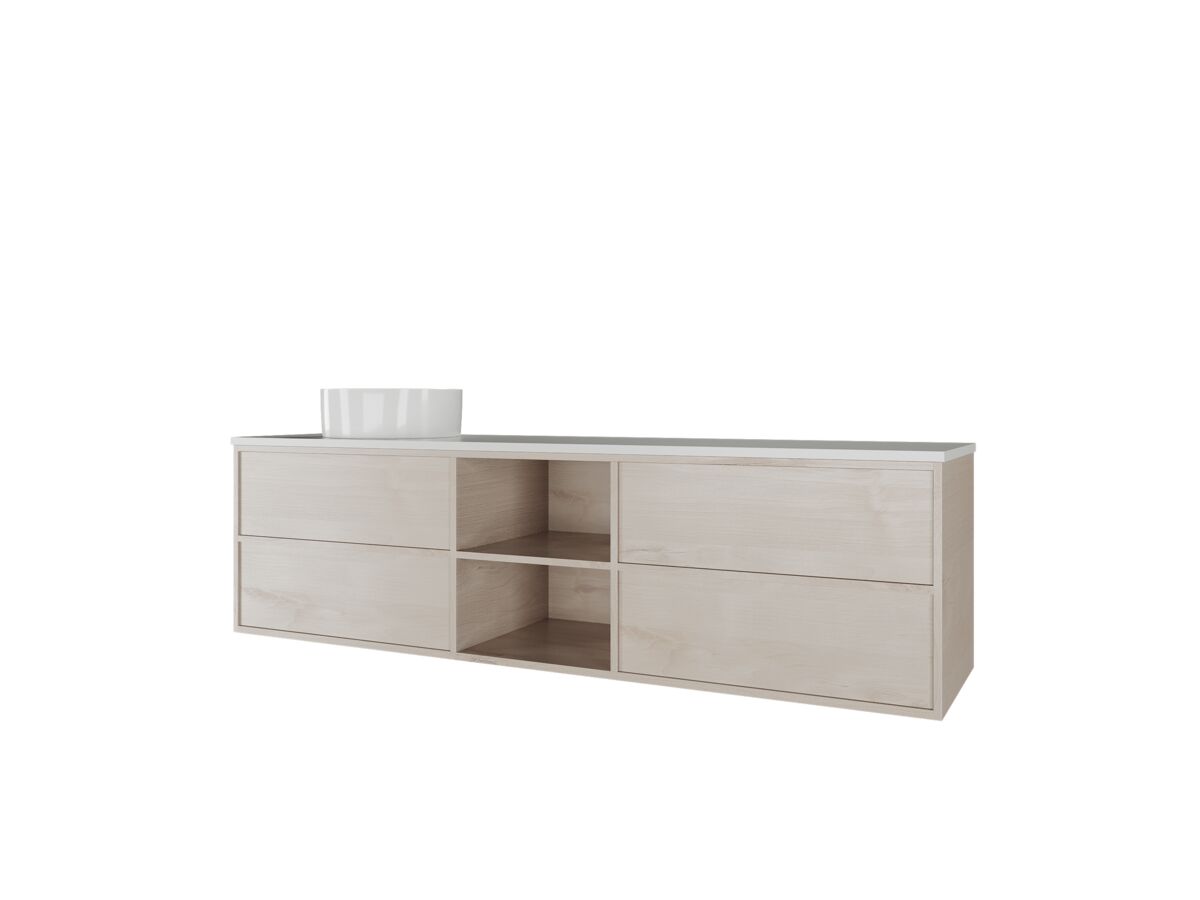 Kado Aspect 1800mm Wall Hung Vanity Unit with Shelf Single Bowl Thin Caesarstone Top