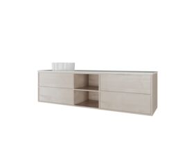 Kado Aspect 1800mm Wall Hung Vanity Unit with Shelf Single Bowl Thin Caesarstone Top