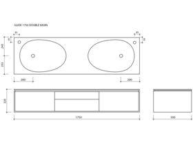Issy Glide Wall Hung Vanity Unit Double Bowl 4 Drawer (Power Sensor Drawer) 1750mm Oak